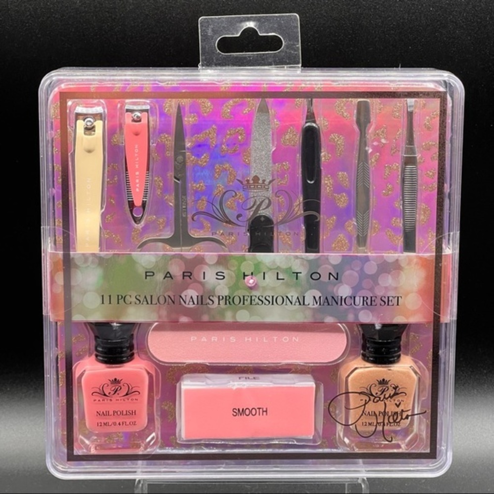 RARE Paris Hilton Professional 11 -PC Manicure & Pedicure Set with Case NEW
